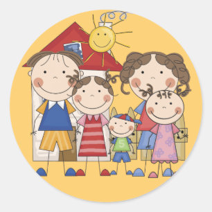 Papa, mam, Big Sis, Middensis, Kleine Brother Ronde Sticker