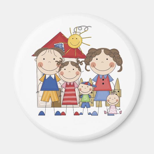 Papa, mam, Big Sister, Midden Brother, Baby Sis Magneet (Voorkant)