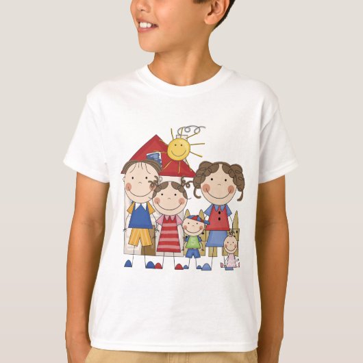 Papa, mam, Big Sister, Midden Brother, Baby Sis T-shirt (Voorkant)
