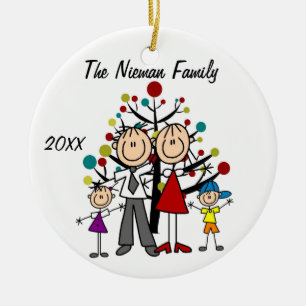 Papa, mam, jongen, Girl Custom Holiday Ornament