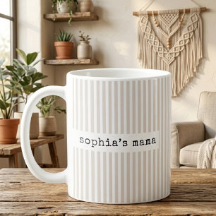 Papa Mama Beige Strepen Mama Baby Uitkomst Custo Koffiemok