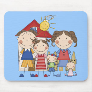Papa, mama, grote zus, middelste broer, kleine zus muismat
