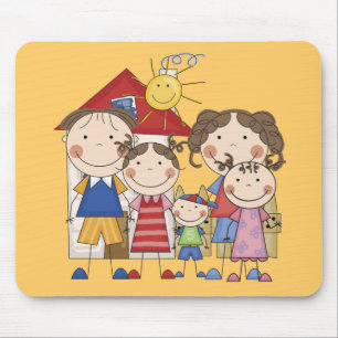 Papa, mama, grote zus, middelste zus, kleine broer muismat