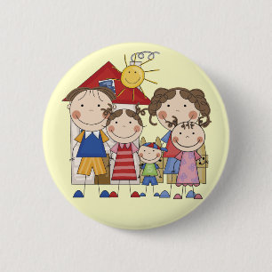 Papa, mama, grote zus, middelste zus, kleine broer ronde button 5,7 cm