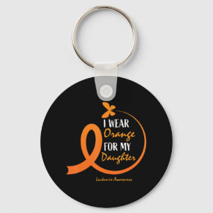 Papa mama ik Draag Oranje voor mijn dochter Leukem Sleutelhanger
