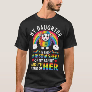 Papa mama mijn dochter is het regenboog schaap IK T-shirt