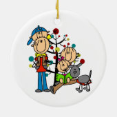 Papa, mama, Toddler Boy en Girl, Grey Dog Ornament (Achterkant)