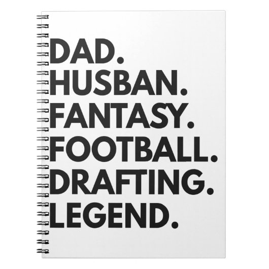 Papa Man Fantasy Football Drafting Legende Cadeau Notitieboek (Voorkant)