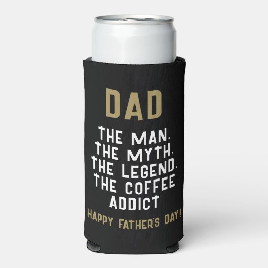 Papa Man Myth Legend Coffee Addict Funny Seltzer Blikjeskoeler (Seltzer Voorkant)