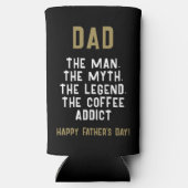 Papa Man Myth Legend Coffee Addict Funny Seltzer Blikjeskoeler (Achterkant)