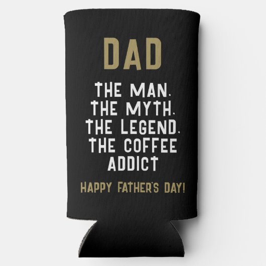 Papa Man Myth Legend Coffee Addict Funny Seltzer Blikjeskoeler (Achterkant)