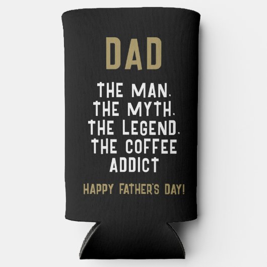 Papa Man Myth Legend Coffee Addict Funny Seltzer Blikjeskoeler (Voorkant)