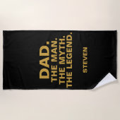 Papa Man Myth Legend Funny Quote Black Gepersonali Strandlaken (Voorkant)