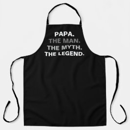 Papa Man Myth Legend Funny Quote Zwart Wit Tekst Schort