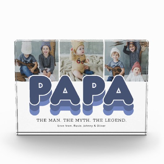 Papa Man Myth Legend Photo Block Fotoblokken (Voorkant)