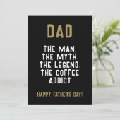 Papa Man Mythe Legende Coffe Verslaafde Grappig Kaart (Staand voorkant)