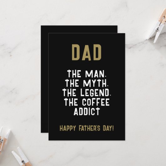 Papa Man Mythe Legende Coffe Verslaafde Grappig Kaart (Voorkant / Achterkant in situ)