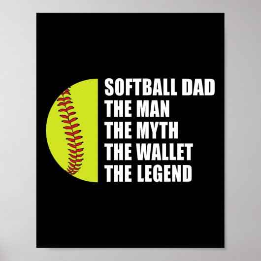 Papa Man Mythen Portemonnee Softball Vaders Dag Poster (Voorkant)