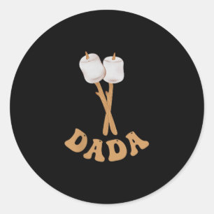 Papa marshmallow blije kampeerder 1e verjaardag ca ronde sticker