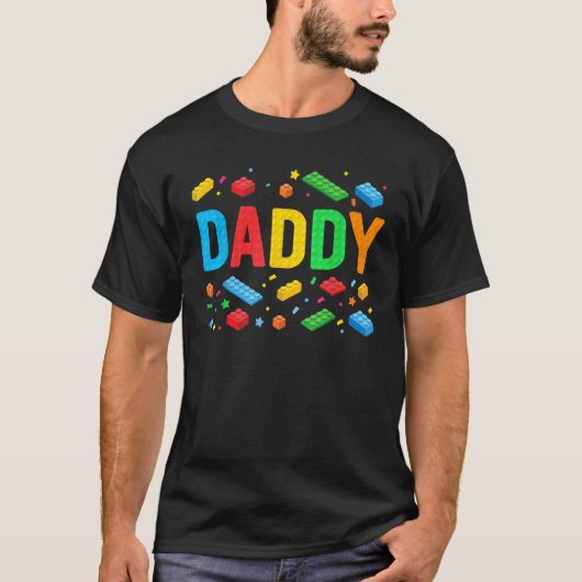 Papa Master Builder Building Bricks Blocks Family T-shirt (Voorkant)