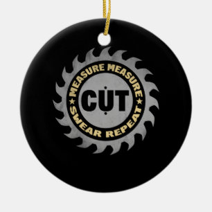 Papa Measure Cut Handyman Woodper Veerdag Keramisch Ornament