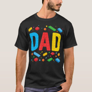Papa Meester Bouwer Bouwstenen Blokken Familie T-shirt