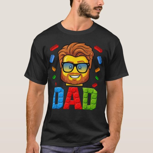 Papa Meester Bouwer Bouwstenen Blokken Vaders T-shirt (Voorkant)