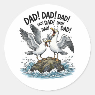 Papa Meeuw Chaos Grappige Vader Design Ronde Sticker