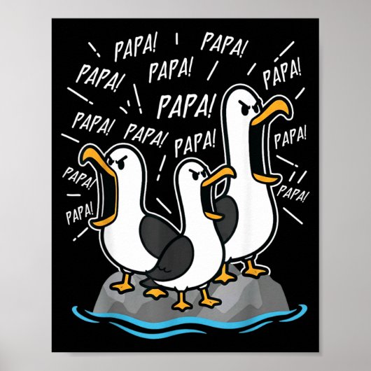 Papa Meeuw Funny Vader Meeuwen Vaderdag Humor Poster (Voorkant)