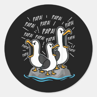 Papa Meeuw Funny Vader Meeuwen Vaderdag Humor Ronde Sticker
