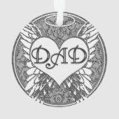Papa Memorial met Heart en Angel Wings Ornament (achterkant)