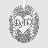 Papa Memorial met Heart en Angel Wings Ornament (voorkant)