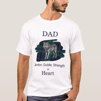 Papa Mentor Gids Kracht & Hart Wolf Plaid blauw T-shirt
