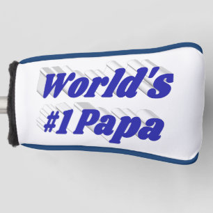 Papa met blauwe tekst golfheadcover