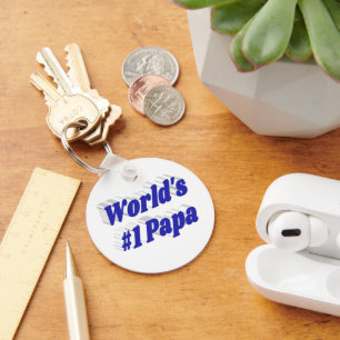Papa met blauwe tekst sleutelhanger