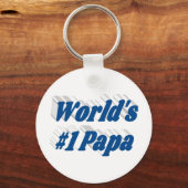 Papa met blauwe zee tekst sleutelhanger (Voorkant)