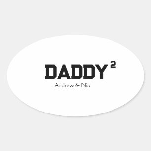 Papa met de naam van je kinderen ovale sticker