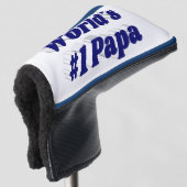 Papa met donkerblauwe kop golfheadcover (3/4 voorkant)