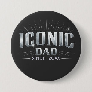 Papa met een eigen stijl sinds 20XX Zilver typogra Ronde Button 7,6 Cm