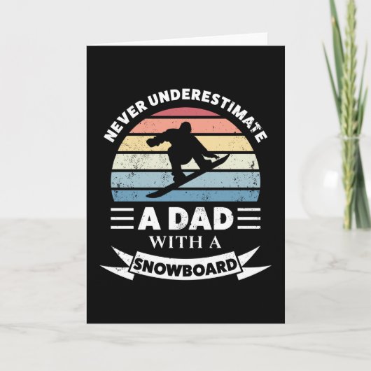 Papa met een Snowboard Funny Gift Fathers Day Kaart (Voorkant)