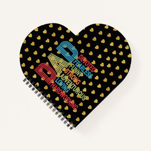 Papa met het thema Golden Heart Black Gold Notitieboek (Voorkant)