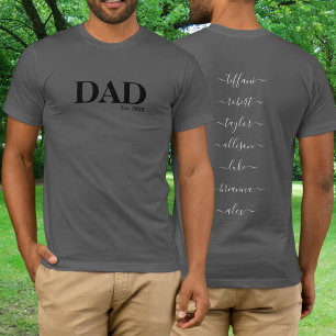 Papa met Kinder namen Jaar T-Shirt