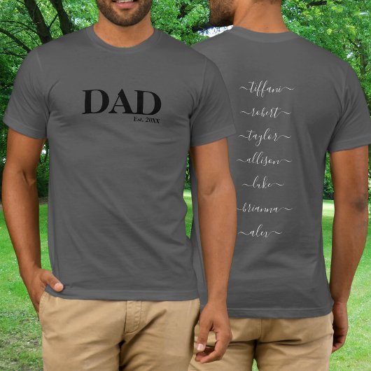 Papa met Kinder namen Jaar T-Shirt