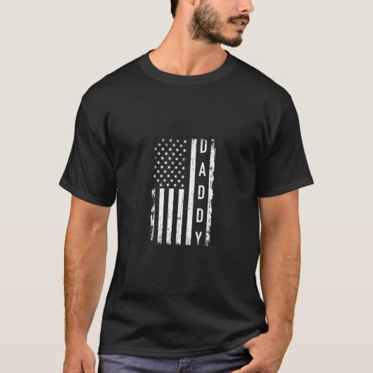Papa met ons Amerikaanse vlag T-shirt (Voorkant)