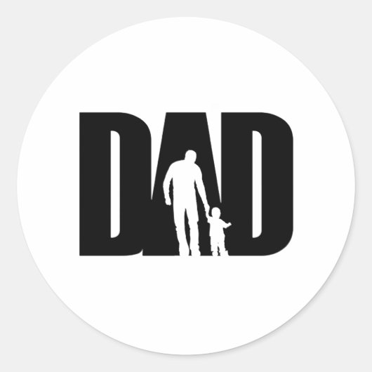 Papa met Vaderdag voor Shirten. Ronde Sticker (Voorkant)