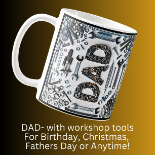 Papa met werkplaatstools, Vaderdag Verjaardag Koffiemok