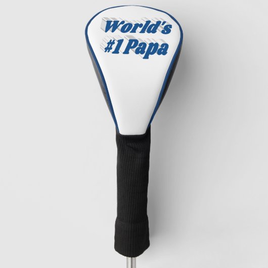 Papa met zeeblauwe tekst golfheadcover (Voorkant)
