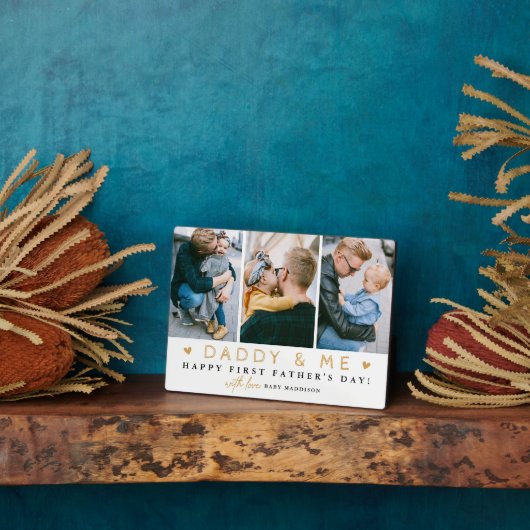 'Papa & mij' 1ste Vaderdag 3 x Foto Collage Fotoplaat (Zijkant)
