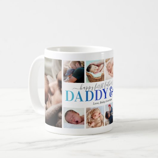 "Papa & mij" Eerste Vaderdag Foto Koffie Mok (Voorkant links)