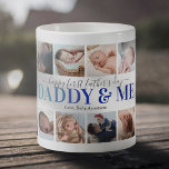 "Papa & mij" Eerste Vaderdag Foto Koffie Mok<br><div class="desc">Elegant first vaders dag koffie-mok met het schattige gezegde "papa & mij" in een blauw gradiëntlettertype,  10 foto's die je kunt vervangen door je eigen,  en de naam van de kinderen.</div>